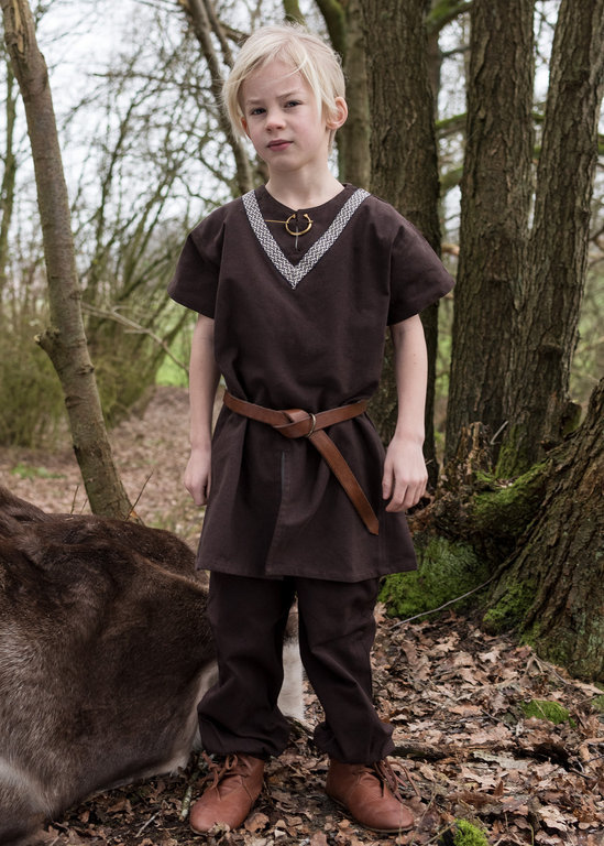 KIRIL, middelalderskjorte for barn, brun