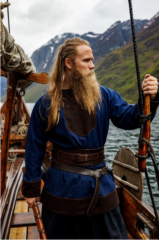 ROLAND - middelalder viking ull tunika blå